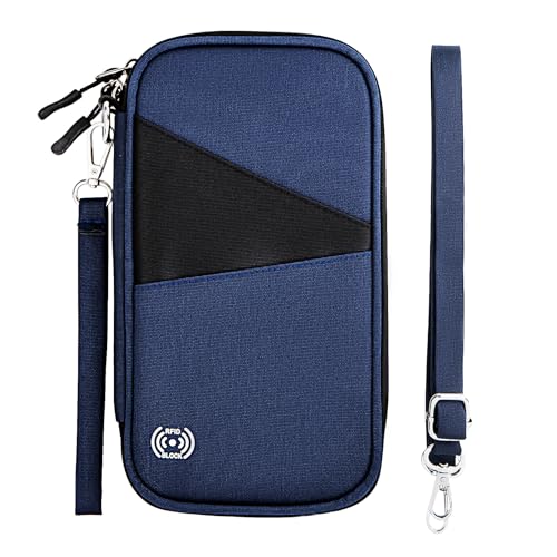 Passport Holder Wallet Case fo Men Gift, Passport Holder Family, Gift for Women Passport Wallet with Case Slots, Trave Essentials Accessories for Family Business Trip, Travel Document Organizer - Blue - color: Blue