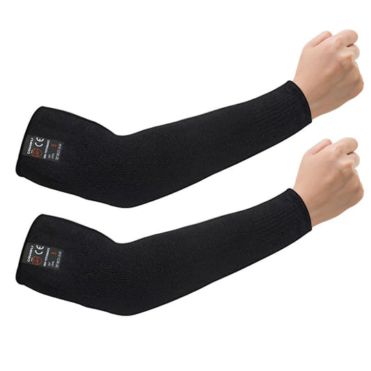 Protective Arm Sleeves, Cut Heat Resistant Arm Protectors Anti Abrasion Safety Armband for Garden Kitchen Work 1 Pair - color: Black (Medium, 1 Pair)