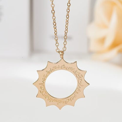 With Hardship Comes Ease | Women Calligraphy Necklace Arabic Calligraphy Necklace Stainless steel 18K Gold Plated Pendant Gift - color: Silver color, size: 16 inch
