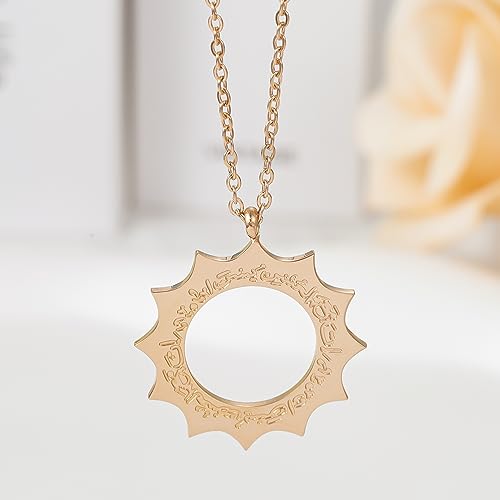 With Hardship Comes Ease | Women Calligraphy Necklace Arabic Calligraphy Necklace Stainless steel 18K Gold Plated Pendant Gift - color: Rose gold, size: 20 inch