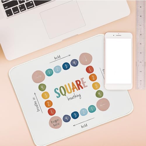 Mental Health Mouse Pads, Square Breathing Small Mouse Pad Travel Rectangle, Inspirational Mental Health Office Computers Desk Mats for Women Girls Inspirational Gifts 11.8x9.8 - color: SQUARE Breathing, size: 11.8L x 9.8W inches