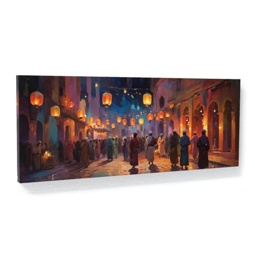 Sense Canvas Islamic Luminous Celebration 46 Canvas Art - Home Decor Wall Art Print Poster Painting Small 20x8 / 0.75" - color: Islamic Luminous Celebration 46, size: Small 20x8" / 0.75"