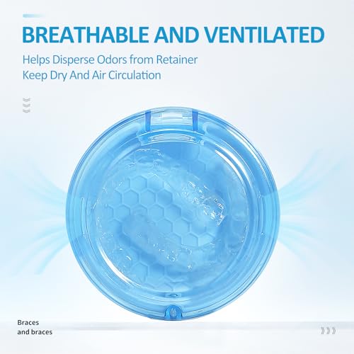 Retainer Case Slim Aligner Case with Vent Holes Removable Inner Tray Silicone for Easy Cleaning, Retainer Removal Tool and Brush (Clear Blue) - color: Clear Blue