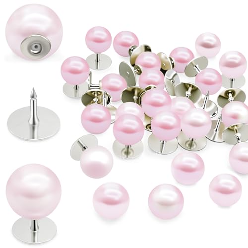 30 Sets Pearl Buttons No Sew Buttons for Clothes, 10mm Pearl Brooch Pins Reusable for Women, Pink Safety Pins for Dresses, Shirts, DIY Crafts, Fashion Decorative Accessories - color: 30set Pink2