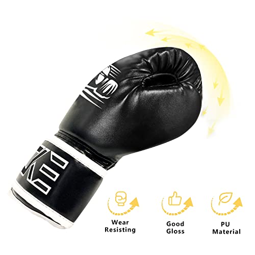 CKE Kids Boxing Gloves for Kids Boys Girls Junior Youth Toddlers Age 5-12 Years Training Boxing Gloves for Punching Bag Kickboxing Muay Thai - color: Black-02
