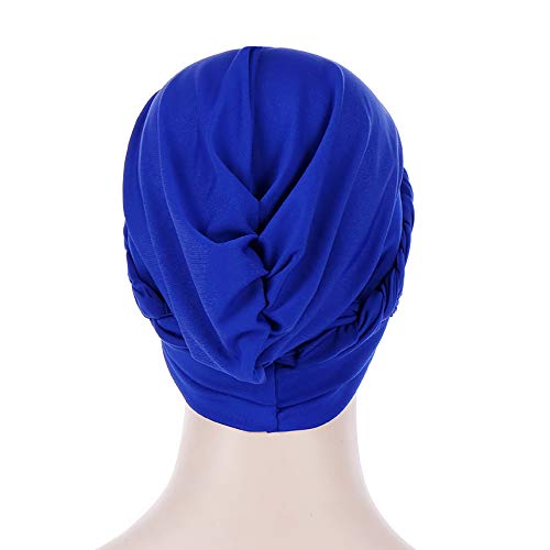Cancer Chemo Beanies Bandana Headwrap Cap Satin Bonnet Head Scarf Hijab Braid Silky Turban Hats for Women - color: Royal Blue