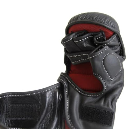 SMAI Leather Hybrid MMA Sparring Gloves: Premium Leather for Kickboxing, Cage Fight, Striking, Grappling, Martial Arts, and Heavy Bag Training. Open-Palm Design for Men and Women. - size: Small