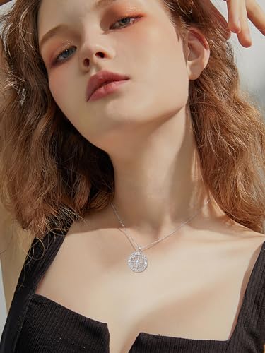Graduation Gifts for Women 925 Sterling Silver Compass/Graduation/Vet/Cross/Stethoscope Necklace for Women - color: D3-Compass-Cross