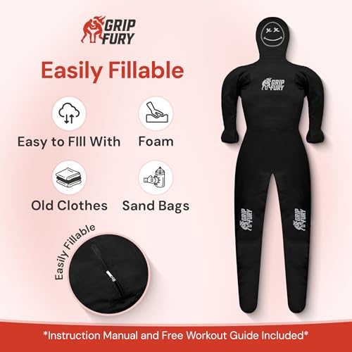 Unfilled 6ft Wrestling Dummy for Adults – Grappling Dummy for Jiu Jitsu, MMA & Striking – Heavy-Duty Punching Dummy for Training, Throws & Takedowns