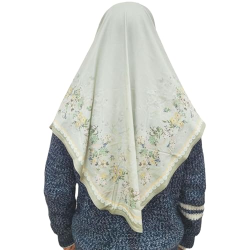 Ready To Wear Instant Hijab 여아용 무슬림 슬립온 키마르 꽃무늬 히잡 스카프 여성용 히잡 이슬람 아바야 터번 - color: 페일 제이드 5#