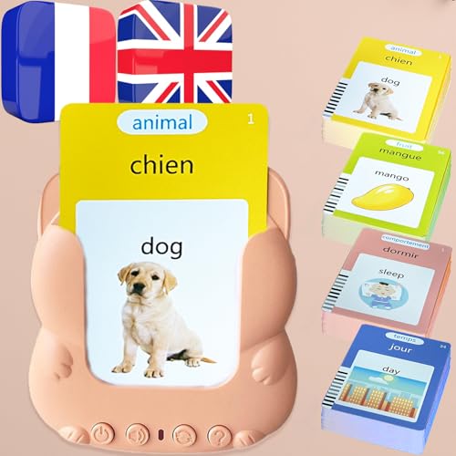 Talking Flash Cards Bilingual - French English Flashcards Kids - color: French, size: Oranage