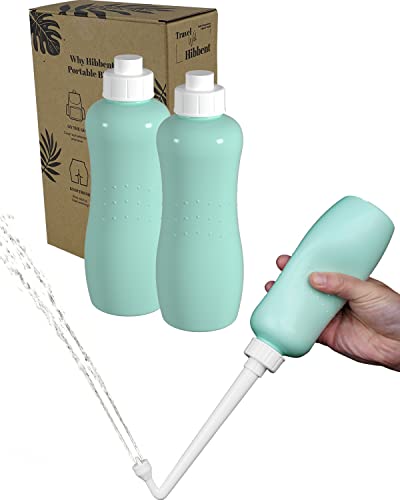 Hibbent 2 Pack 500ml Portable Bidet Sprayer for Women or Men, Handheld Travel Bidet for Personal Hygiene, Jet Spray Bottle for Toilet & Bathroom, Peri Bottle for Postpartum Care, Travel Bag, Green - color: Green, style: 500ml without Airlock