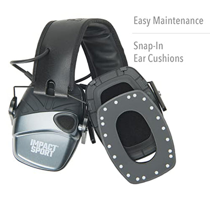 Howard Leight R02532 Impact Sport 22dB Gray Black Headband Small Ear Protection - color: Charcoal Gray, size: Youth/Adult Small
