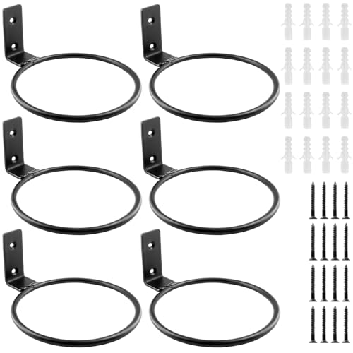 Jiozermi 6 Pack 5 inch Flower Pot Holder Ring, Matte Black | Flower Pot Holder Ring Wall Mounted Set Wall Mounted Metal Planter Hanger Matte Black Hanging Plant Holder - size: 5 Inch-6Pcs