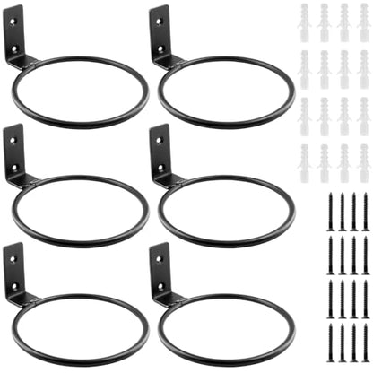 Jiozermi 6 Pack 5 inch Flower Pot Holder Ring, Matte Black | Flower Pot Holder Ring Wall Mounted Set Wall Mounted Metal Planter Hanger Matte Black Hanging Plant Holder - size: 5 Inch-6Pcs