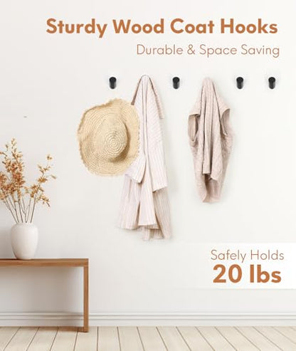 Optish Wood Wall Hooks for Hanging, 8 Pack Hat Hook for Walls, Coat Hook Wall Mount, Backpack Hooks for Walls, Bathroom Towel Hanger (Black) - color: Black