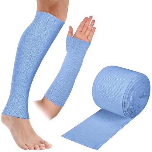 Nuanchu Cotton Stockinette Tubular Elastic Arm Cast Sleeve Roll Elastic Wrap Tube Wrist Wraps Comfortable Cast Stockinette Cosplay Accessories for Arm Leg Knee(Blue,4 Inch X 5.47 Yard) - color: Blue, size: 4 Inch X 5.47 Yard