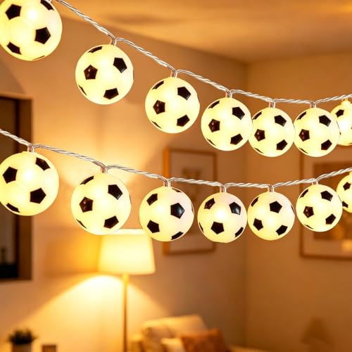 Soccer Ball String Lights,20 LED Soccer Fairy Lights for Sport Party Decor - style: Soccer Ball Lights