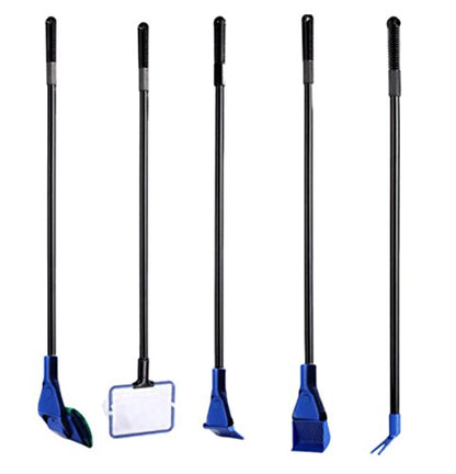 Aquarium Fish Tank Cleaning Kit - 5 in 1 Algae Scraper Set - Siphon Vacuum for Water Changing and Sand Cleaner (Cleaner Set)