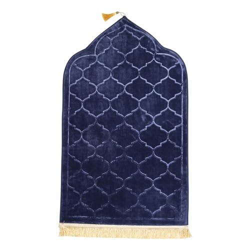 Syhonic Prayer Mat, Thick Soft Muslim Prayer Mat, Portable Prayer Mat Rug, Turkish Prayer Carpet for Men and Women (Navy Blue)