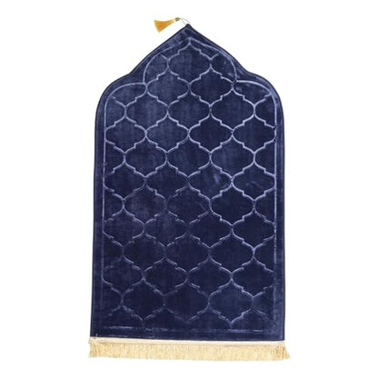 Syhonic Prayer Mat, Thick Soft Muslim Prayer Mat, Portable Prayer Mat Rug, Turkish Prayer Carpet for Men and Women (Navy Blue)