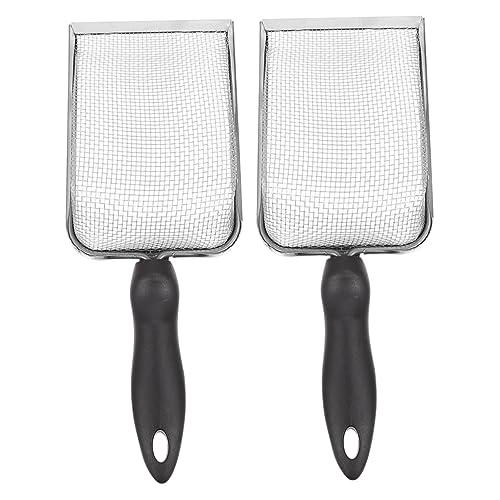 Abaodam 2PCS Stainless Steel Reptile Shovels Portable Substrate Scooper for Tortoises Lizards and Snakes Convenient Litter Cleaning Tools Fine Mesh Design