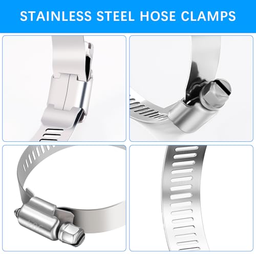 YUCDXVF 24PCS Adjustable Stainless Steel Hose Clamps, 1/4“-2” (6-51mm) Stainless Steel Hose Clamp Assortment Kit Our Hose Clamps Are Used For Home, Garden and Automotive Hose Connections
