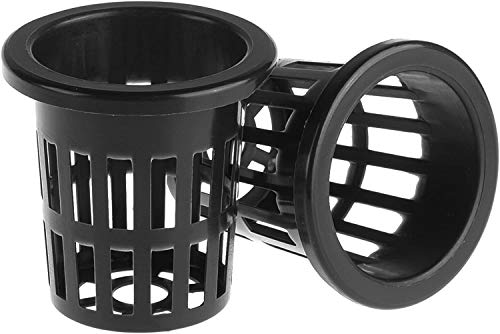 Beautyflier 50 Pcs Black Plastic Slotted Mesh Net Plant Cups Pots Bucket Basket for Hydroponics/Aquaponics/Orchids (50MM)