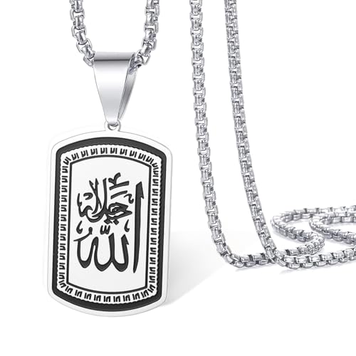 VASSAGO Allah Necklace for Women Men Stainless Steel Islamic Muslim Pendant Islam Religious Charm Jewelry Gift - color: Silver Allah Necklace2