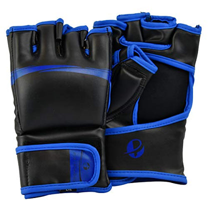 PFG Elite MMA Gloves - High Grade Artificial Leather - MMA Boxing Muay Thai Training & Fight - color: Blue, size: CH/XS