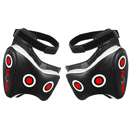ROAR MMA Kickboxing Thigh Pads Training Kick Muay Thai Leg Protector Guard (BLK/White, Pair)