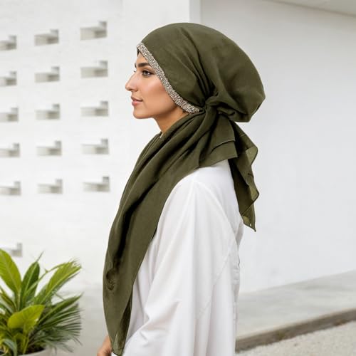 Instant Hijab for Women: Hijab Scarf, Hijabs for Women Muslim, Muslim Head Scarf, Easy Slip on - color: Army Green