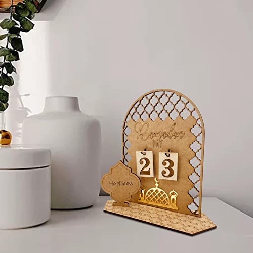 Naysku 2023 R-amadan, M-ubarak Countdown Calendar Decorations, Wooden R-amadan Calendar, Eid M-ubarak Ornament, Hollow Out R-amadan Calendar I-slam M-uslim Accessories for Home Decor