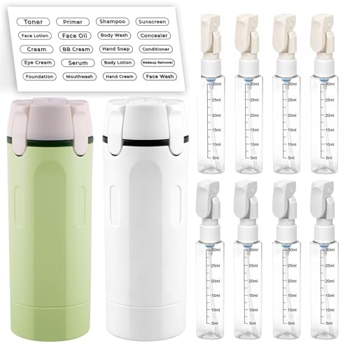 Winb 4 in 1 Travel Dispenser Bottle Set 30ml Leakproof Travel Container - color: White+Green