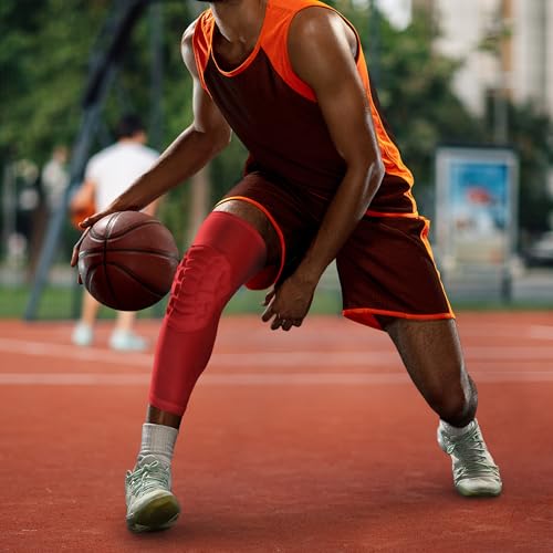 Knee Pads Compression Leg Sleeve Wrestling Volleyball Football Knee Pads, Knee Compression Sleeve for Youth Adult, 1 pair of Knee Sleeves ((#1) Red-2pcs,Small) - color: (#1) Red-2pcs, size: Small