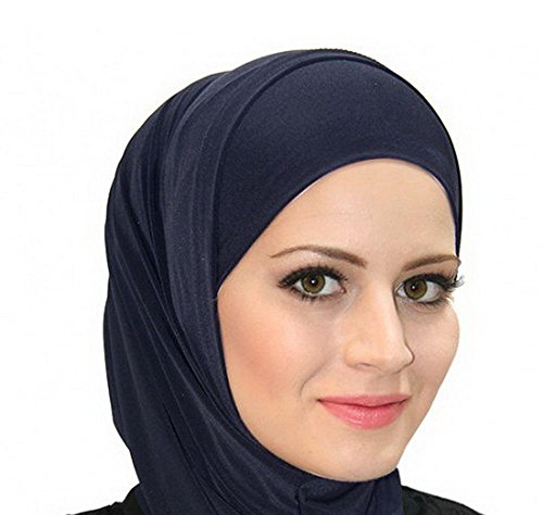 Al Ameera Muslim Hijab Cotton Amira 2 Piece Hood & Tube Underscarf Cap - color: Navy Blue