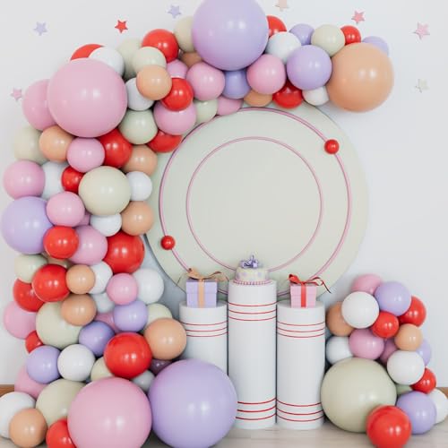 KatchOn, Pastel Balloon Arch Kit- Pack of 110 | Red, Pink, Purple & White Latex Balloon Garland Kit | DIY Balloon Arch for Birthday, Anniversary, Wedding Party Decorations - color: Pastel