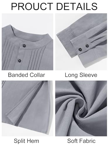 Runcati Mens Kaftan Robe Button Down Long Sleeve Cotton Linen Thobe Casual Muslim Gown Henley Shirt - color: Grey, size: Medium