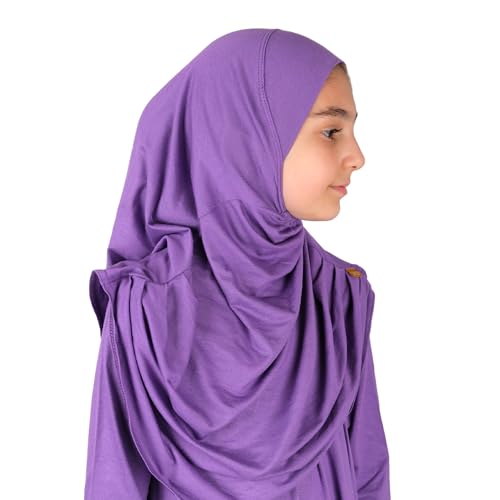 ihvan online Muslim Dress for Girls, Long Sleeve One-Piece Islamic Prayer Dress, Hijab for Kids, Girls Abaya, Islamic Gifts - color: Dark Purple