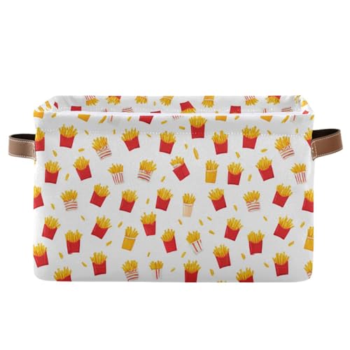 Pfrewn Storage Basket French Fries (1) Collapsible Rectangular Storage Boxes Organizer Shelf Basket Book Storage Bin for Nursery 1 Pack - size: 1 Pack