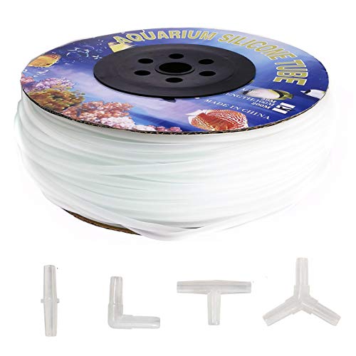 320 Feet Standard 3/16" Flexible Airline Tubing with Connectors | for Aquariums, Terrariums and Hydroponics - size: 320Feet+80Connectors
