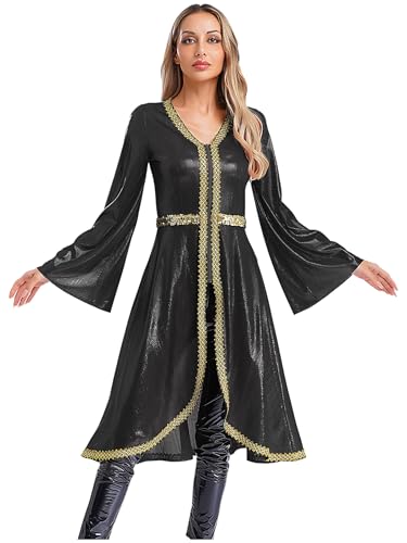 Women Muslim Abaya Dress Long Sleeve High Waist Embroidery Sparkly Caftan Islamic Evening Gown - color: Black, size: 3X-Large