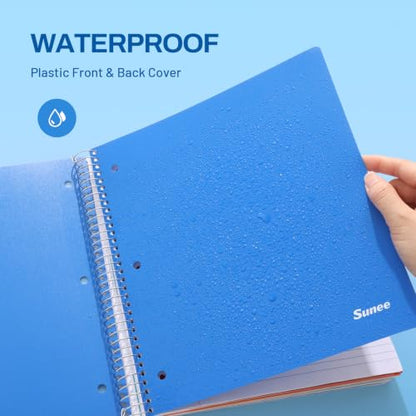 SUNEE 5 Subject Notebook College Ruled - 400 Pages, 9"x11", 5 Pocket Colored Dividers, 3-Hole Punched Paper, Blue - color: Blue, style: College Ruled