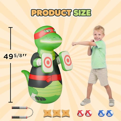 iPlay, iLearn Kids Inflatable Punching Bag, Toddler 49" Blow up Boxing Toys | Kids Bop Bag, Training Bopper W/Ball Toss Game, Indoor Outdoor Fun Sports Activity, Birthday Gift 3 4 5 6 7 8-12 Yr Child Boy