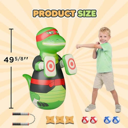 iPlay, iLearn Kids Inflatable Punching Bag, Toddler 49" Blow up Boxing Toys | Kids Bop Bag, Training Bopper W/Ball Toss Game, Indoor Outdoor Fun Sports Activity, Birthday Gift 3 4 5 6 7 8-12 Yr Child Boy