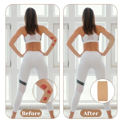 2 Pairs Tattoo Cover up Sleeve, Forearm Concealer Support | Tattoo Aftercare UV Protection over Sleeve Elbow Sleeves for Women Men - color: Nude
