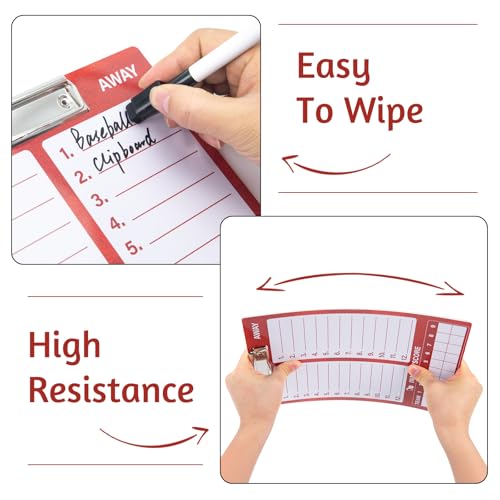 WISYOK Double-Sided Dry Erase Baseball Clipboard for Coaches, Baseball Coaching Lineup Board with Marker Red - style: Baseball Red