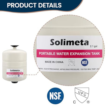 2.1 Gallon Potable Water Expansion Tank With Adjustable Wall Mounting Bracket and 2-1/2" Water Pressure Test Gauge 3/4" FemaleHose Thread,0-200 psi - style: 2.1 gallon with gauge and bracket