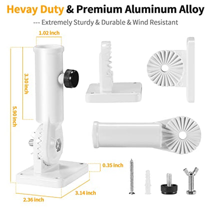 Flag Pole Holder Brackets, BONWIN 1" Flag Pole Mounting Bracket with Hardwares for House Wall Porch, 1" Inner Diameter, 180° Adjustable Multi Positions, Aluminium Alloy(1 Pack White, Multi-Positions) - color: White - 1 Pack