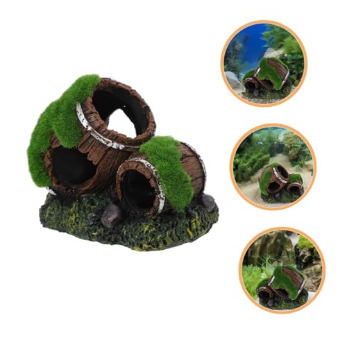 Broken Barrel Aquarium Decoration Resin Fish Tank Ornament Betta Fish Cave Hideout Reptile Tank Decorative Shelter for Shrimp